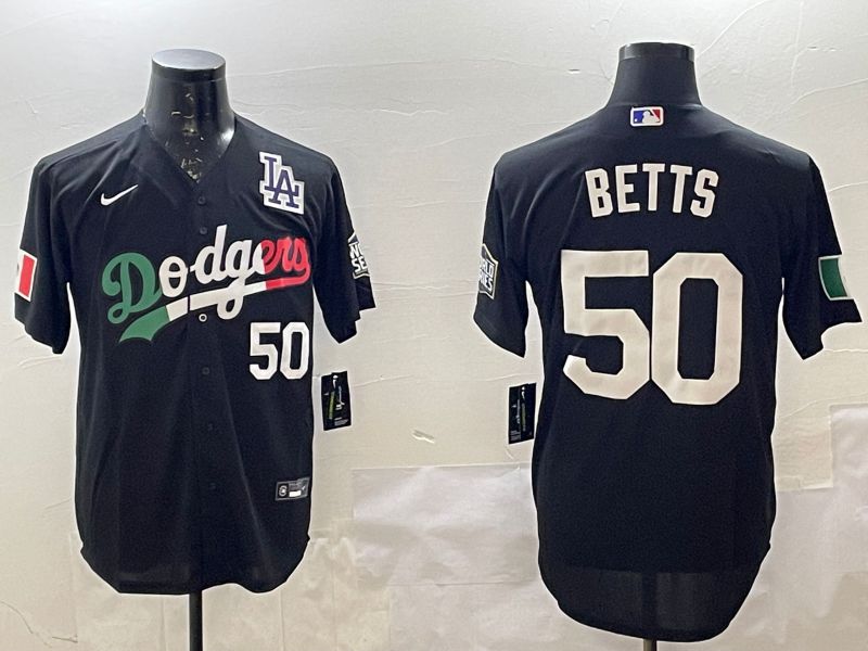 Men Los Angeles Dodgers #50 Betts Black Game 2025 Nike MLB Jersey style 2264->detroit tigers->MLB Jersey